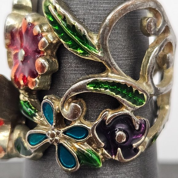 Vintage flower, butterfly and rhinestone ring - Picture 9 of 12